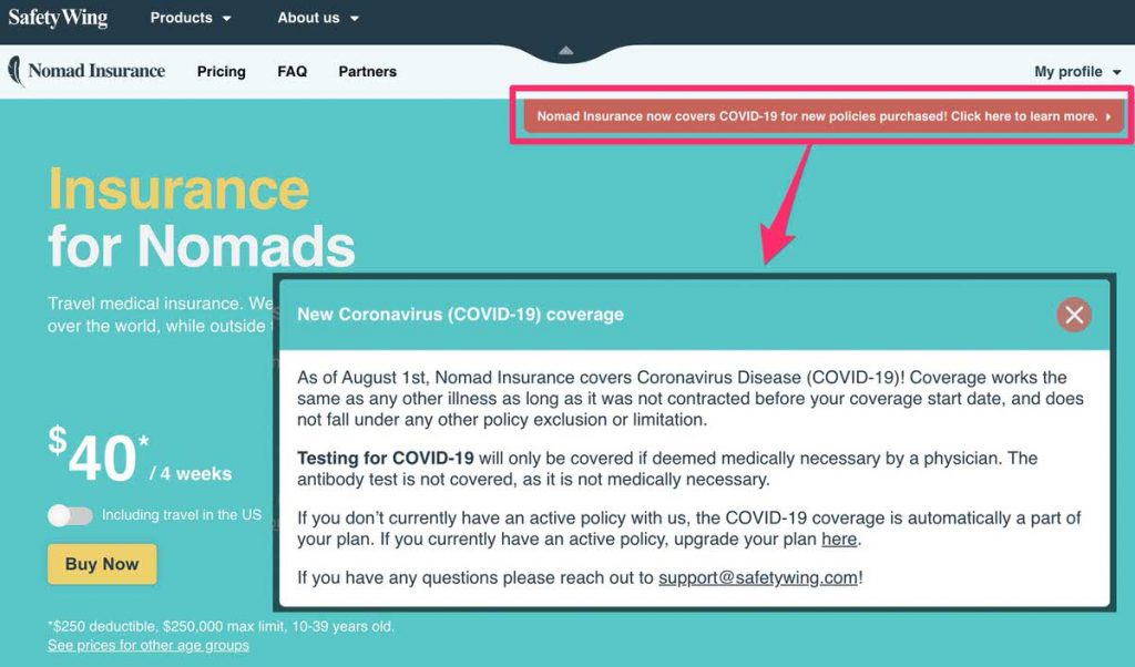 SafetyWing社「Nomad Insurance(ノマド保険)」がコロナウィルス(COVID-19)治療に対応!