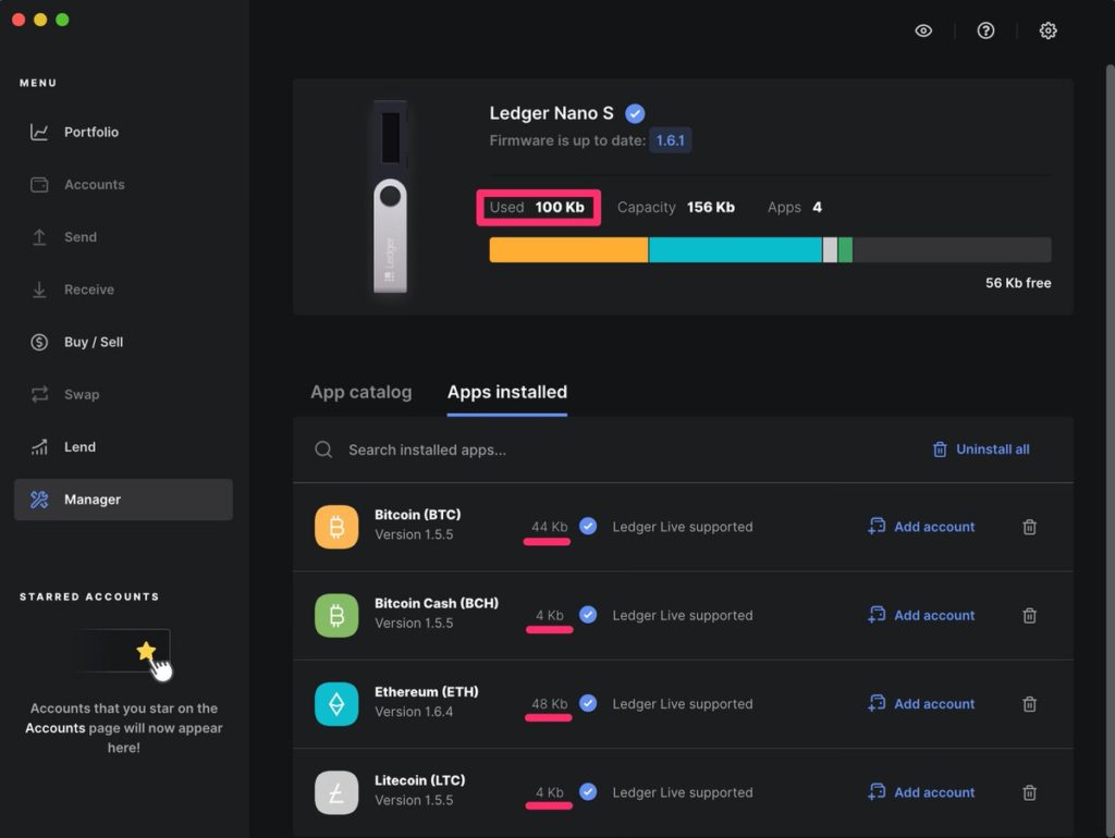 Ledger Nano S Walletアプリをインストールする