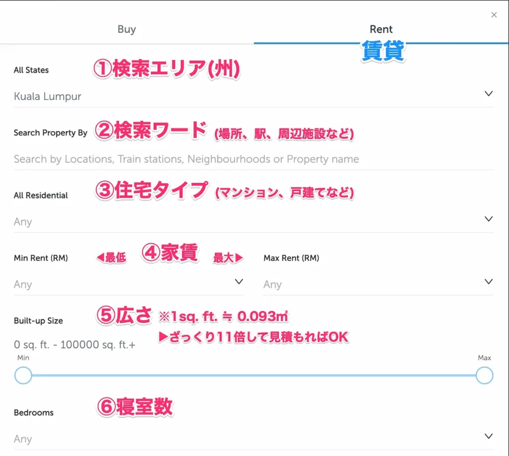 マレーシア不動産検索サイトの使い方